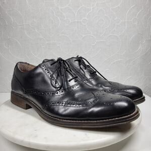 Dockers Leather Wingtip Dress Shoes Men 13M Black Oxford Leather Lace Up Classic
